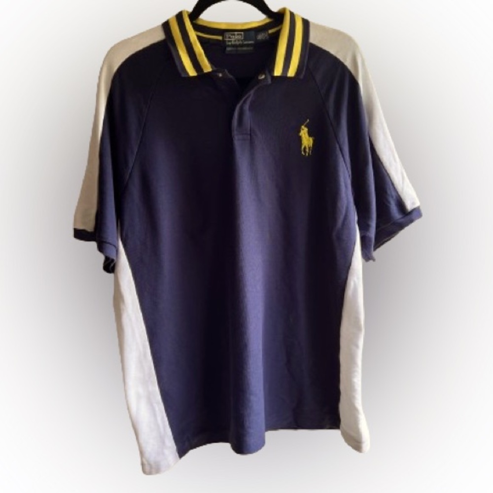 Vintage 90s Rare Big Pony Polo Ralph Lauren Moisture Management Snap Close in XL